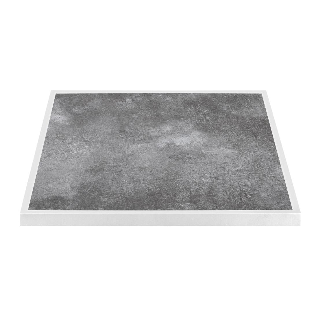 Bolero Dark Stone Effect Outdoor Tempered Glass Table Top White Trim - 700mm (38(H)x700(W)x700(L)mm) • PAS-FU517