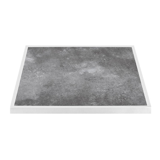 Bolero Dark Stone Effect Outdoor Tempered Glass Table Top White Trim - 700mm (38(H)x700(W)x700(L)mm) • PAS-FU517
