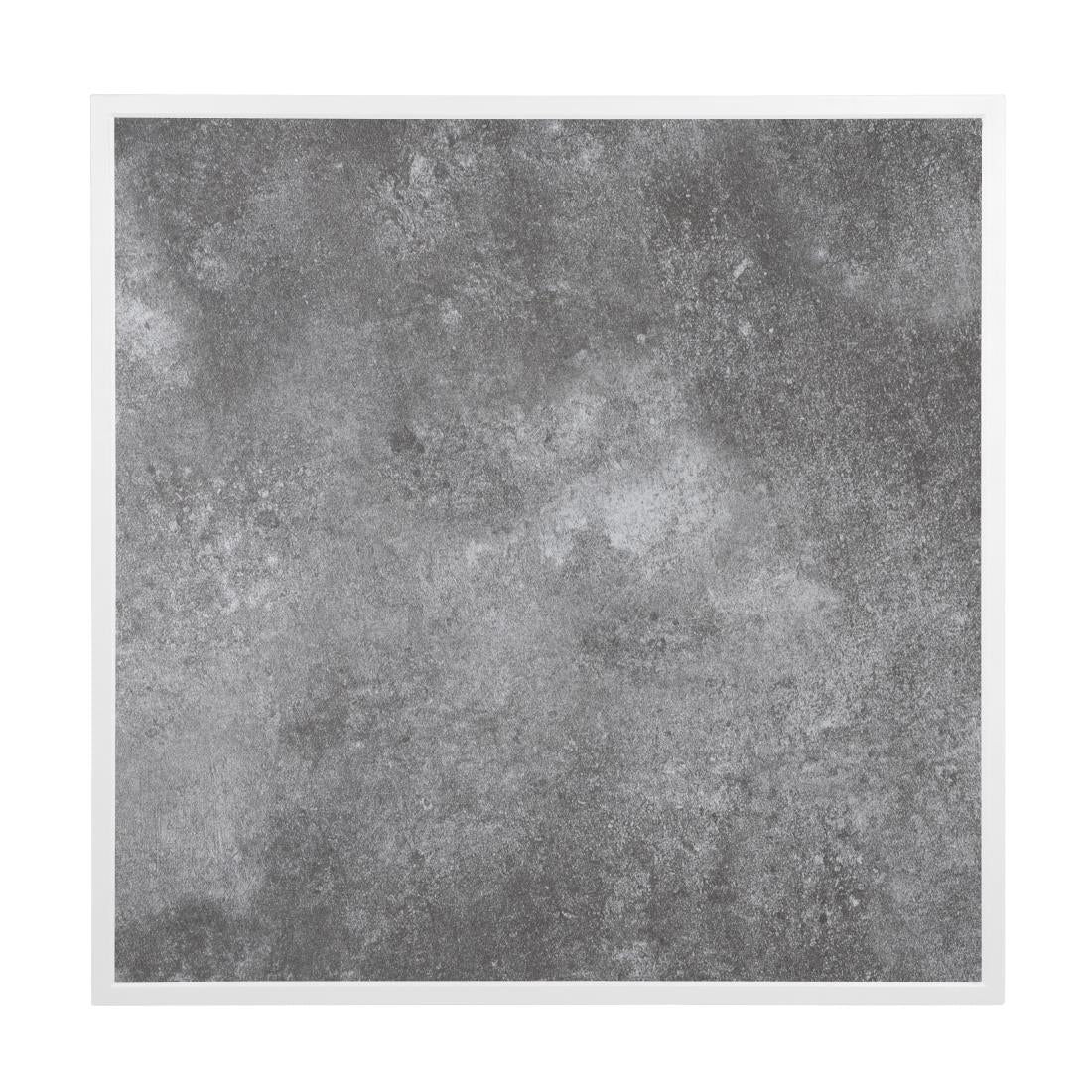 Bolero Dark Stone Effect Outdoor Tempered Glass Table Top White Trim - 700mm (38(H)x700(W)x700(L)mm) • PAS-FU517