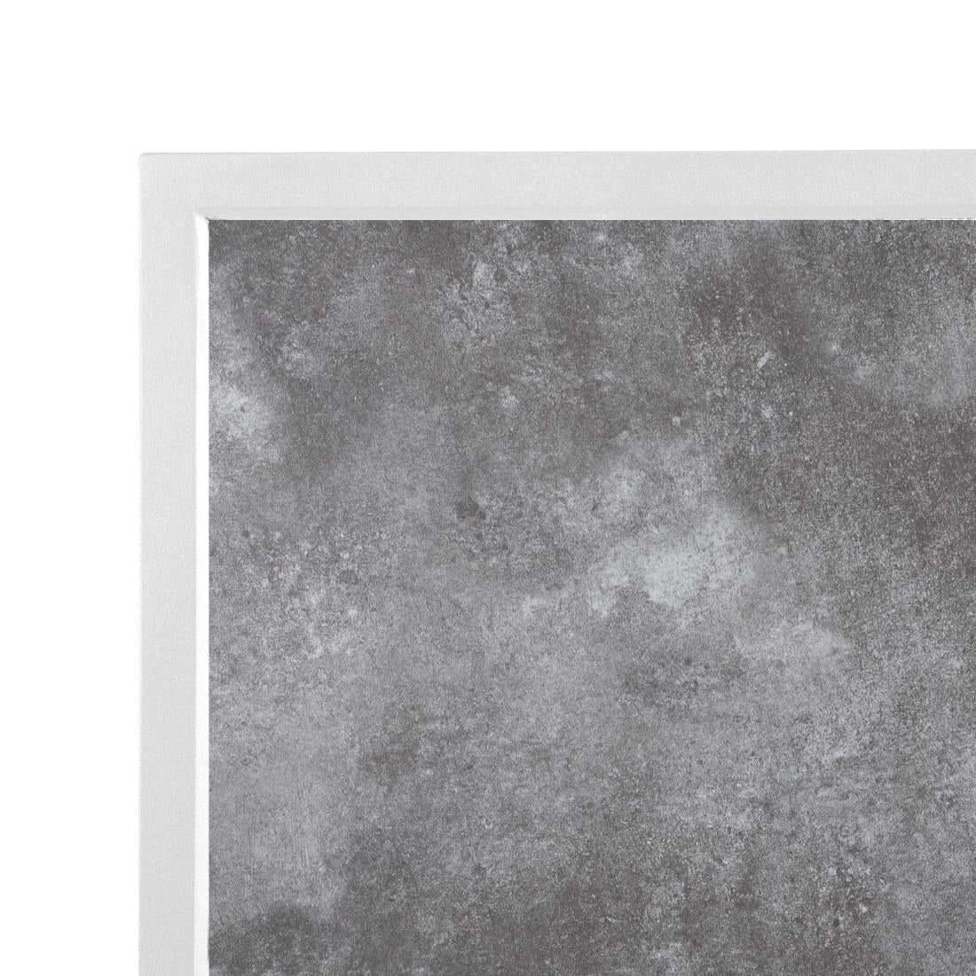 Bolero Dark Stone Effect Outdoor Tempered Glass Table Top White Trim - 700mm (38(H)x700(W)x700(L)mm) • PAS-FU517