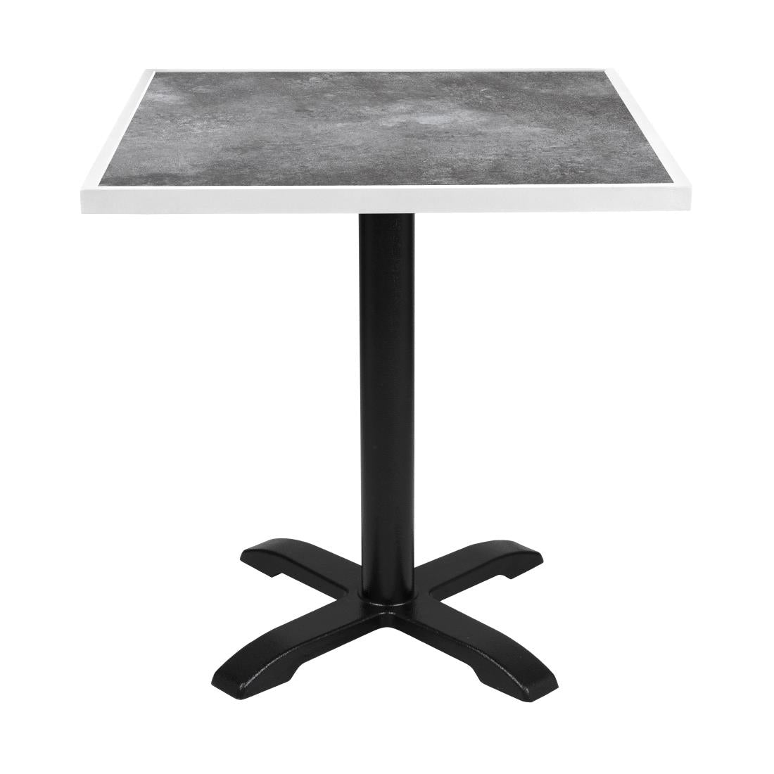 Bolero Dark Stone Effect Outdoor Tempered Glass Table Top White Trim - 700mm (38(H)x700(W)x700(L)mm) • PAS-FU517