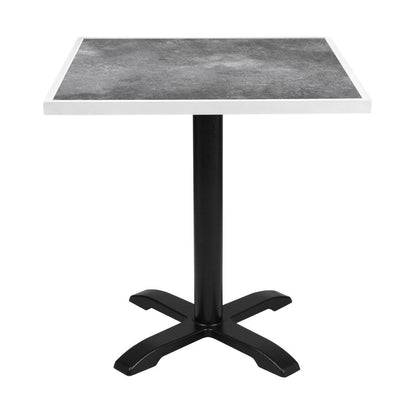 Bolero Dark Stone Effect Outdoor Tempered Glass Table Top White Trim - 700mm (38(H)x700(W)x700(L)mm) • PAS-FU517
