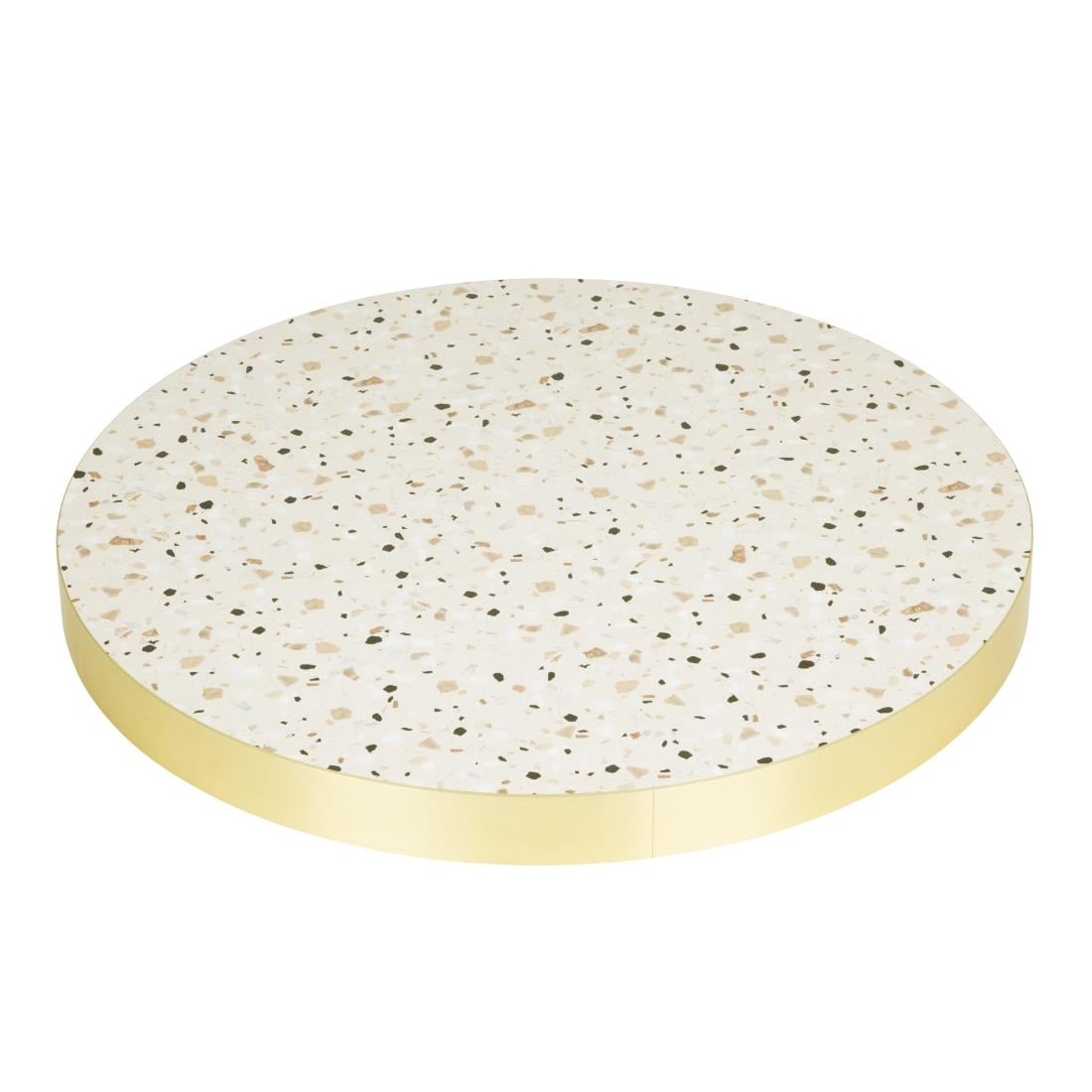Bolero Terrazzo Style Round Table Top 600mm (Size: 600(Ø)x48(D)mm / 23.6x1.8" | Pre-drilled) • PAS-FU518