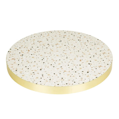 Bolero Terrazzo Style Round Table Top 600mm (Size: 600(Ø)x48(D)mm / 23.6x1.8" | Pre-drilled) • PAS-FU518