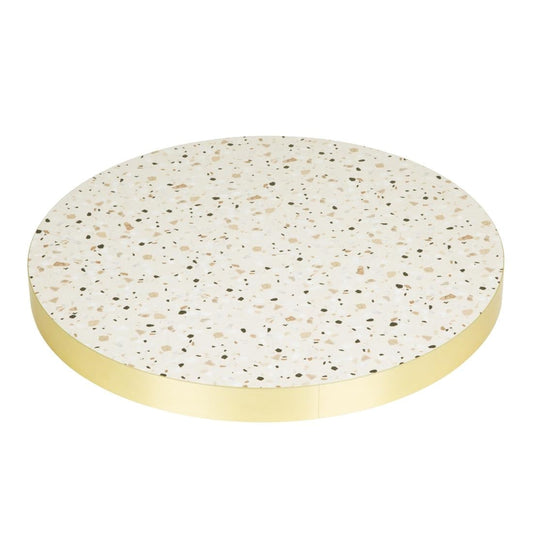 Bolero Terrazzo Style Round Table Top 600mm (Size: 600(Ø)x48(D)mm / 23.6x1.8" | Pre-drilled) • PAS-FU518