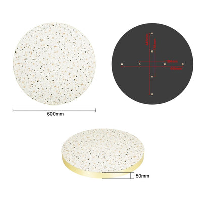 Bolero Terrazzo Style Round Table Top 600mm (Size: 600(Ø)x48(D)mm / 23.6x1.8" | Pre-drilled) • PAS-FU518