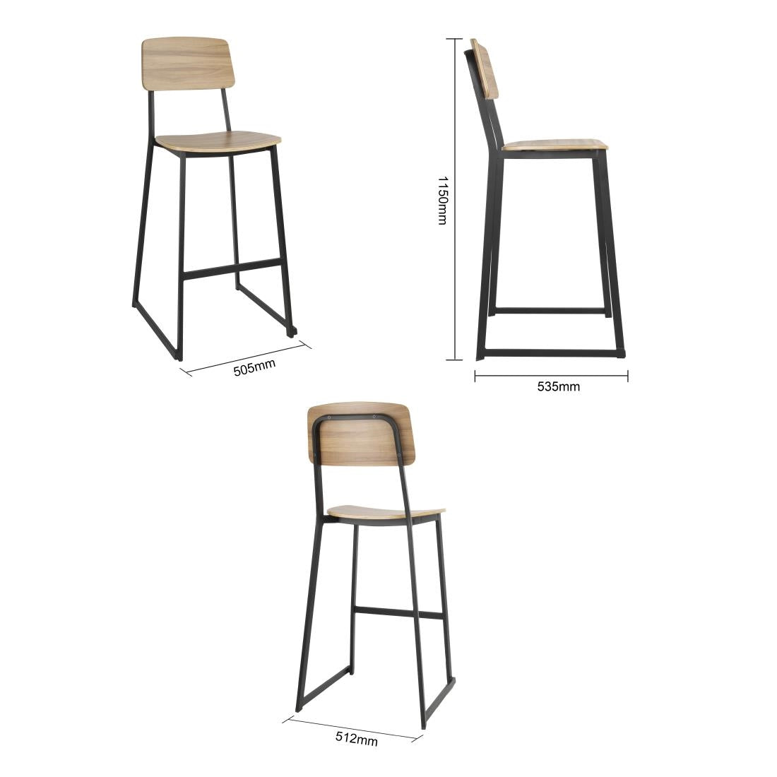 Bolero Beaufort Wooden Interior High Stools (2 Pack) (Pack of 2) • PAS-FU525