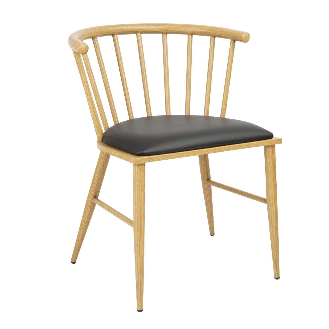 Bolero Harrowdene Padded Metal Side Chairs Wood Effect (2 Pack) (Dimensions: 710(H)x530(W)mm. Padded Seat) • PAS-FU528