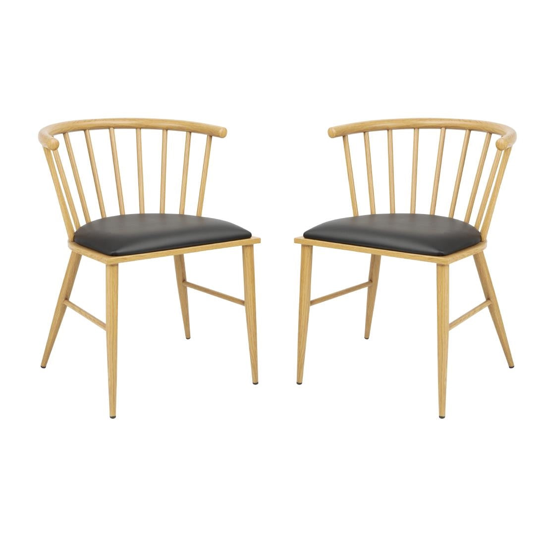 Bolero Harrowdene Padded Metal Side Chairs Wood Effect (2 Pack) (Dimensions: 710(H)x530(W)mm. Padded Seat) • PAS-FU528