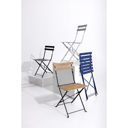 Bolero Black Pavement Style Steel Folding Chairs (Pack of 2) • PAS-GH553