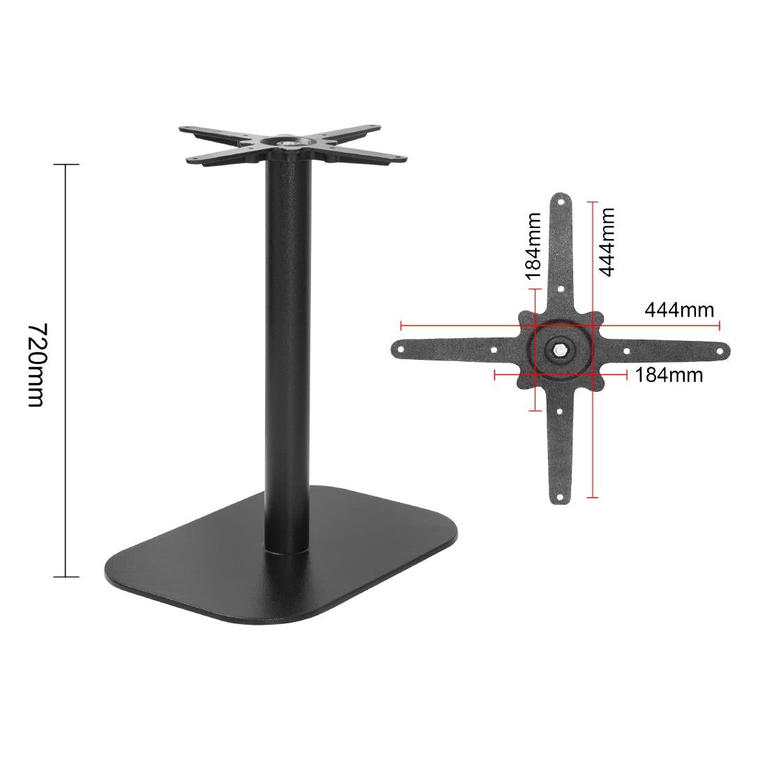 Bolero Black Cast Iron Table Base 720x420x600mm (720(H)x600(L)x420(W)mm) • PAS-FU548