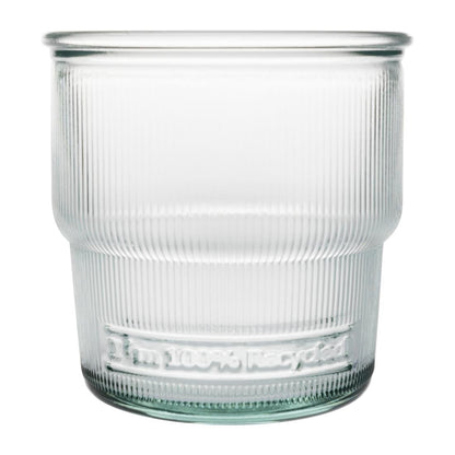 Olympia Recycled Glass Ribbed Stackable Tumblers 300ml (6 Pack) (Pack of 6) • PAS-FU597