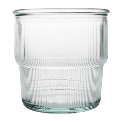 Olympia Recycled Glass Ribbed Stackable Tumblers 300ml (6 Pack) (Pack of 6) • PAS-FU597