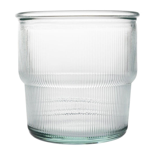 Olympia Recycled Glass Ribbed Stackable Tumblers 300ml (6 Pack) (Pack of 6) • PAS-FU597