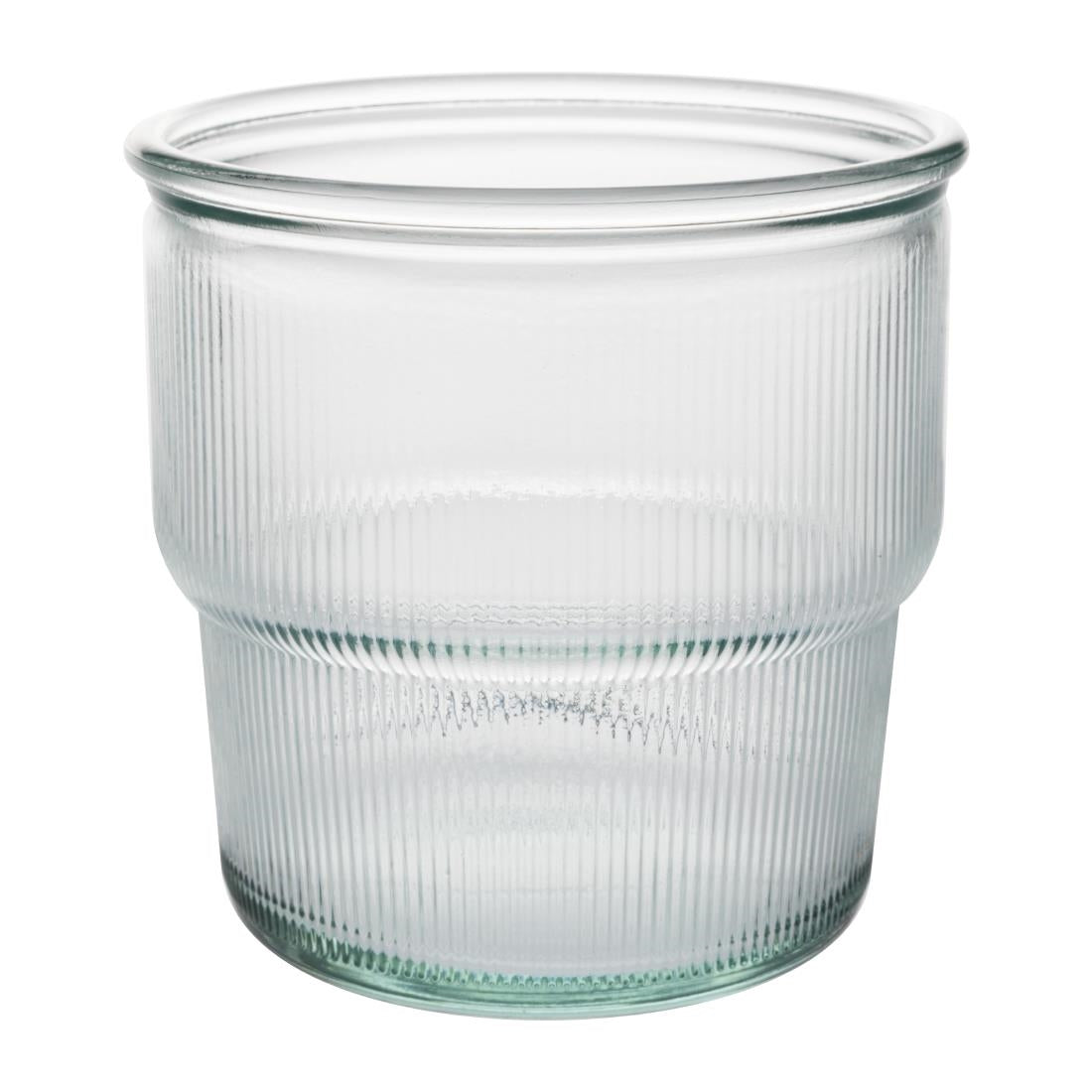 Olympia Recycled Glass Ribbed Stackable Tumblers 300ml (6 Pack) (Pack of 6) • PAS-FU597