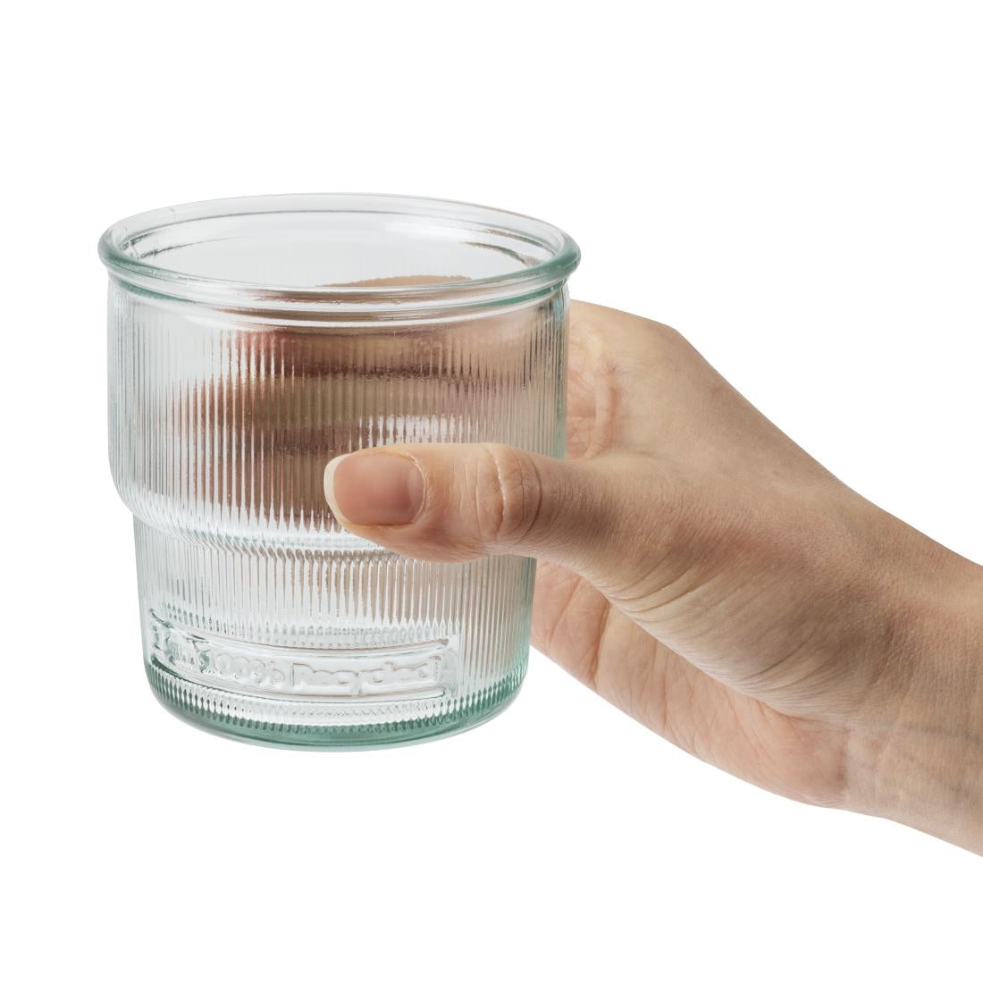 Olympia Recycled Glass Ribbed Stackable Tumblers 300ml (6 Pack) (Pack of 6) • PAS-FU597