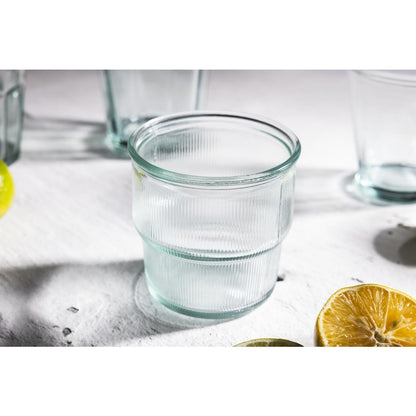 Olympia Recycled Glass Ribbed Stackable Tumblers 300ml (6 Pack) (Pack of 6) • PAS-FU597