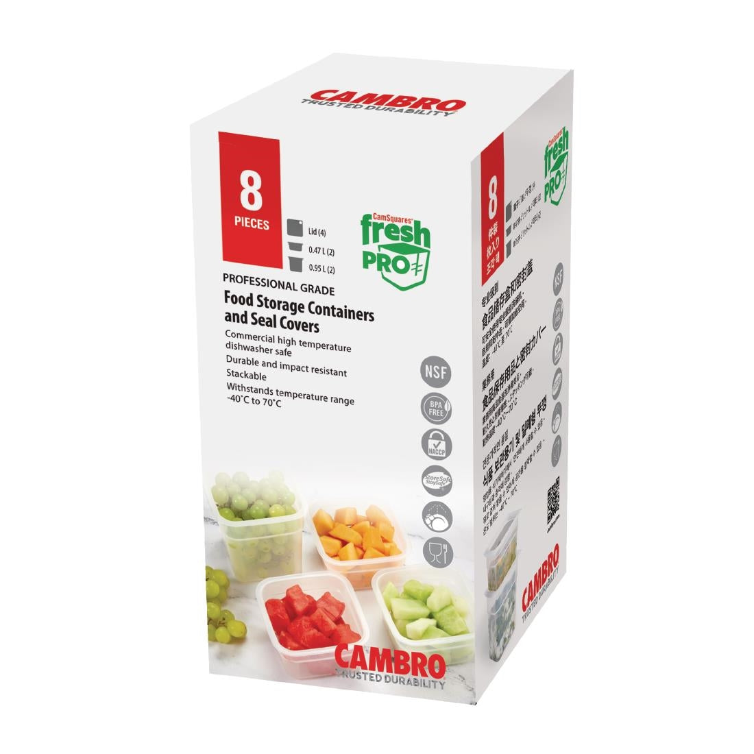 Cambro FreshPro Food Containers with Lid (2 x 0.95L and 2 x 0.47Ltr Pack) • PAS-FU680