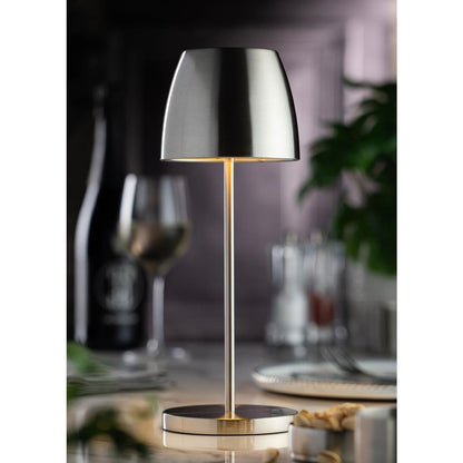Utopia Montserrat LED Cordless Table Lamp Brushed Silver - 100 x 300mm • PAS-JE490
