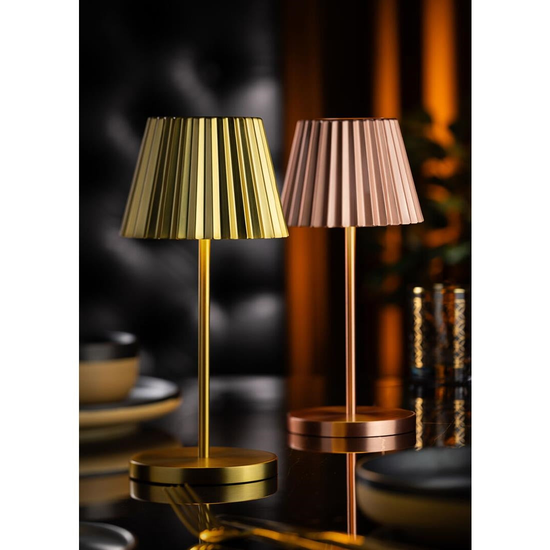 Utopia Dominica LED Cordless Table Lamp Brushed Copper - 110 x 260mm • PAS-JE494