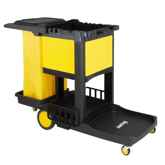 Jantex Cleaning Trolley Black with Lockable Cabinet (990(H)x1300(W)x490(D)mm / 38x51x19") • PAS-FU998