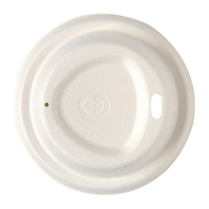 BioPak Sugarcane Lids for BioPak BioCups White 80mm (Pack of 1000) • PAS-FW238