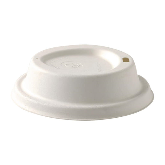 BioPak Sugarcane Lids for BioPak BioCups White 90mm (1000 Pack) (Pack of 1000) • PAS-FW239