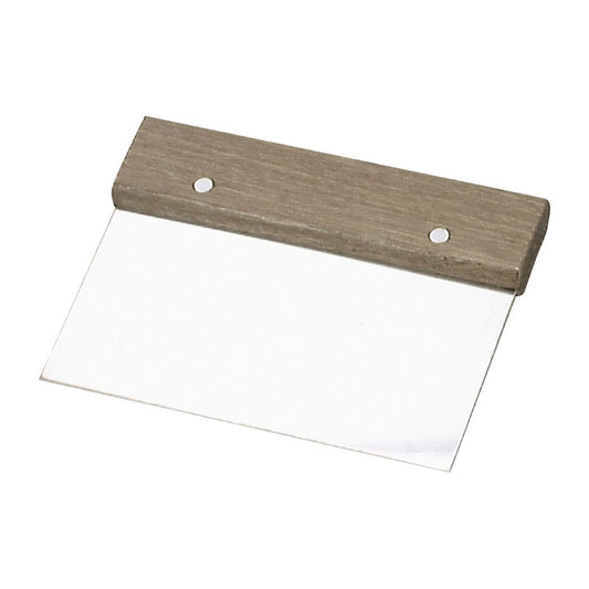 Chef Inox Stainless Steel Dough Scraper - 150x75mm (150x75mm | Wood handle) • PAS-FW344