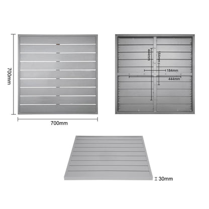 Bolero Aluminium Square Table Top Light Grey 700mm (Dimensions: 700(W)x700(L)mm) • PAS-FW598