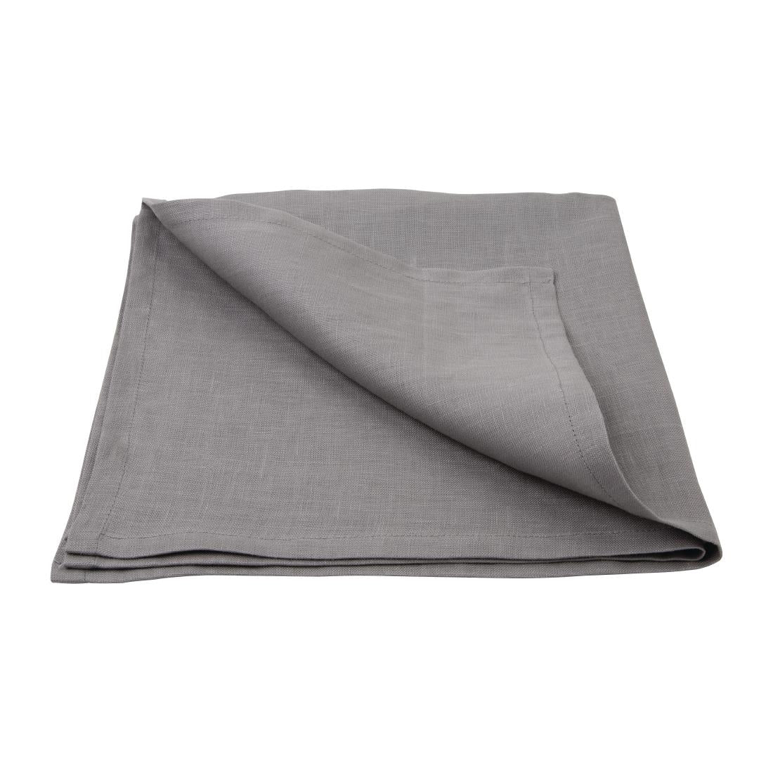 Olympia Linen Table Napkin Grey 400x400mm (12 Pack) • PAS-FW698