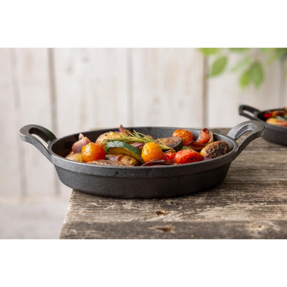 Olympia Cast Iron Oval Eared Dish 220x150mm (220(L)x150(W)x30(H)mm) • PAS-FW817