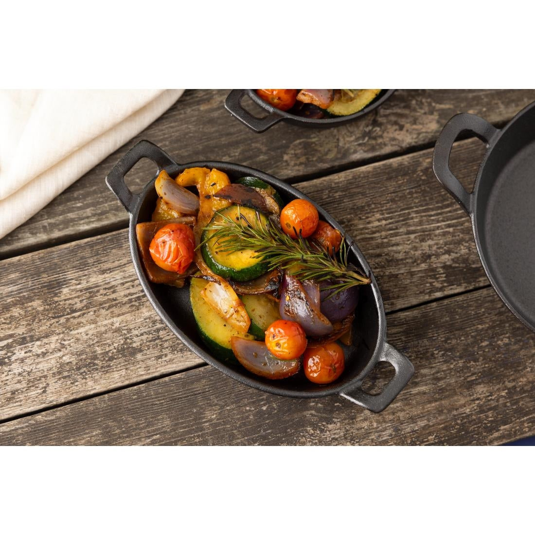 Olympia Cast Iron Oval Eared Dish 180x120mm (180(L)x120(W)x30(H)mm) • PAS-FW818