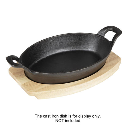 Olympia Hevea Board for Cast Iron Oval Eared Dish 260x165mm (FW817) (For Olympia dish 260x165mm - FW817 | 260(L)x165(W)x19(H)mm) • PAS-FW977