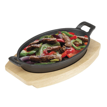 Olympia Hevea Board for Cast Iron Oval Eared Dish 230x135mm (FW818) (For Olympia dish 230x135mm - FW818 | 230(L)x135(W)x19(H)mm) • PAS-FW978