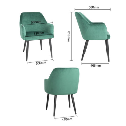 Bolero Lia Velvet Chairs Dark Green (2 Pack) • PAS-FX070