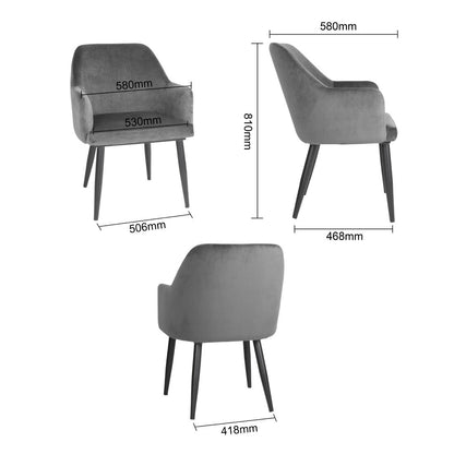 Bolero Lia Velvet Chairs Grey (2 Pack) • PAS-FX071