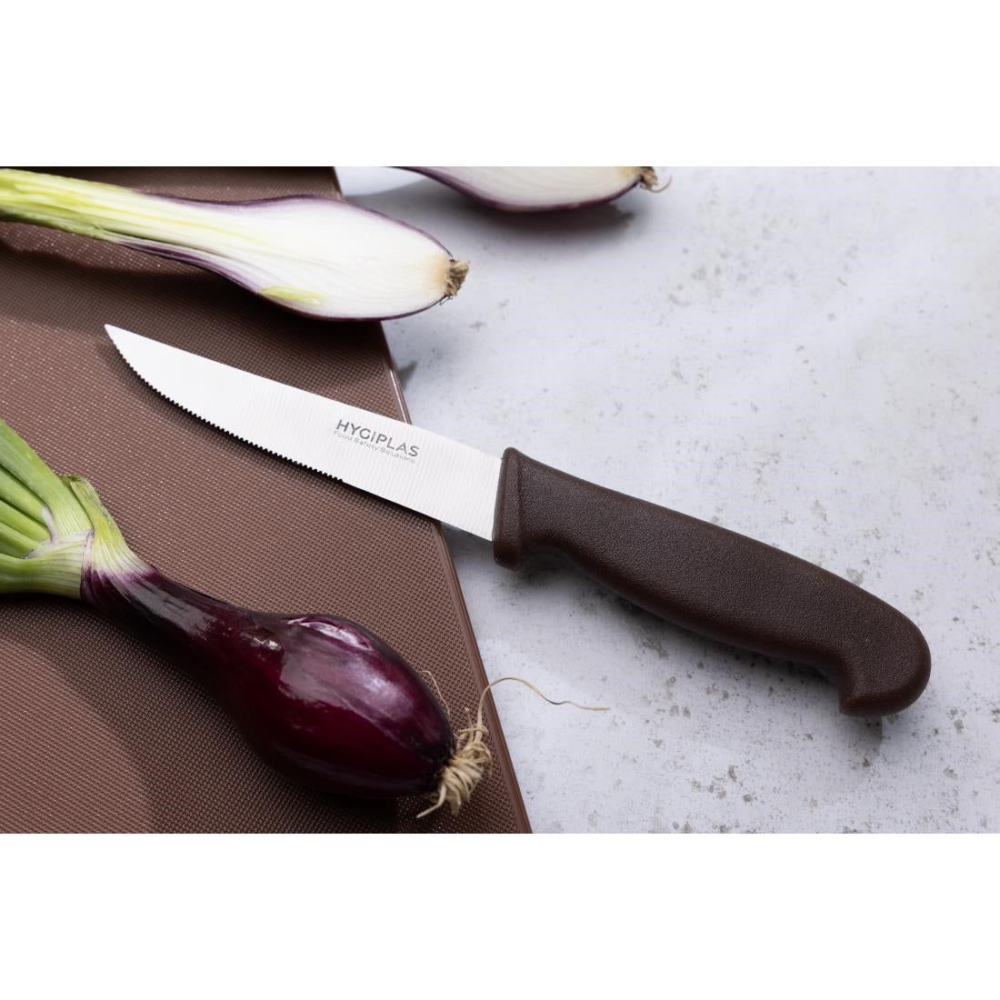 Hygiplas Vegetable Knife Serrated Brown 105mm • PAS-FX125