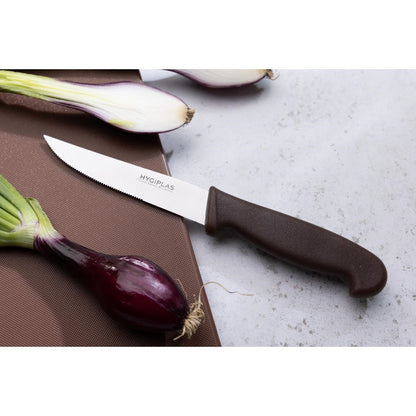 Hygiplas Vegetable Knife Serrated Brown 105mm • PAS-FX125
