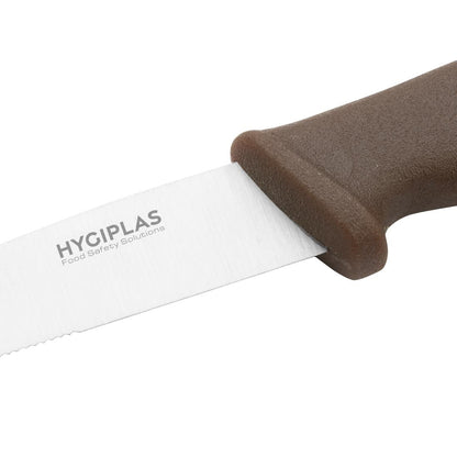 Hygiplas Vegetable Knife Serrated Brown 105mm • PAS-FX125