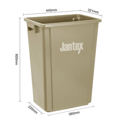 Jantex Slim Bin Beige 60Ltr (Space-saving design | Material: Polypropylene | 600(H)x455(W)x312(D)mm) • PAS-FX149
