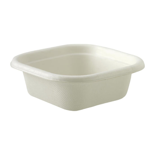 BioPak BioCane Takeaway White Square Bases - 280ml (600 Pack) (White Colourway | 280ml / 9.4oz | Pack of 600) • PAS-DU654