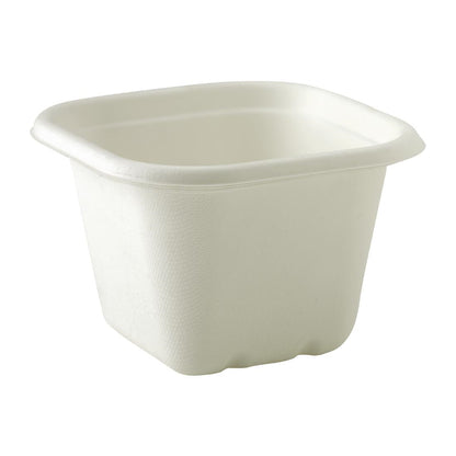 BioPak BioCane White Takeaway Square Bases - 630ml (600 Pack) (White Colourway | 630ml / 21.3oz | Pack of 600) • PAS-DU660