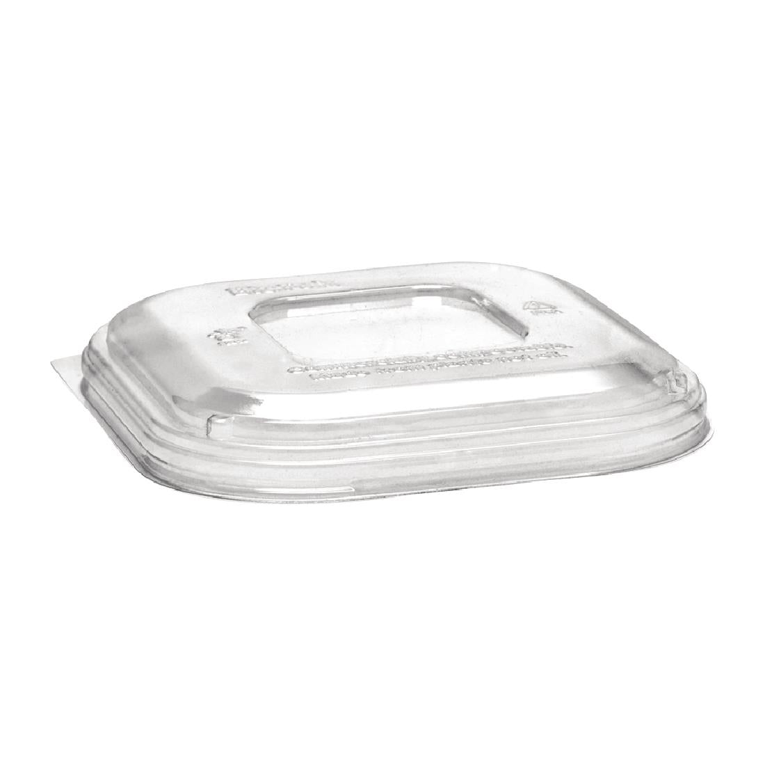 BioPak PLA Lids Clear for BioCane Square Base 280 480 & 630ml (600 Pack) (Compostable | PLA | Pack of 600) • PAS-FY053
