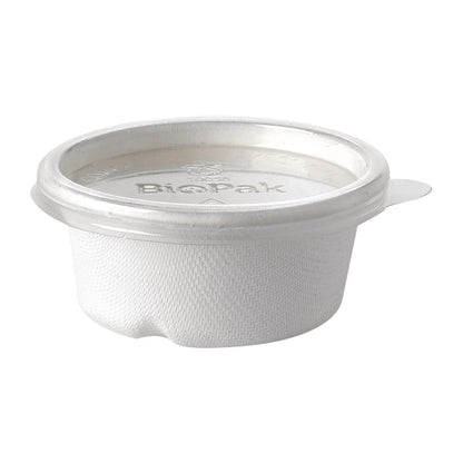 BioPak PLA Lid for BioCane Sauce Cup 60ml Clear (1000 Pack) (Compostable | Pack of 1000) • PAS-FY059