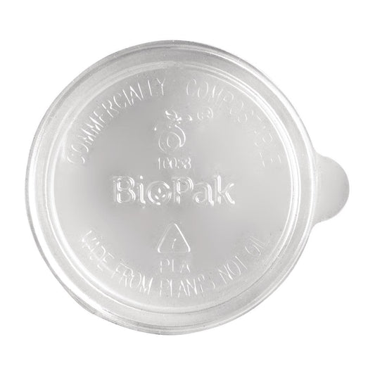 BioPak PLA Lid for BioCane Sauce Cup 60ml Clear (Pack of 1000) • PAS-FY059