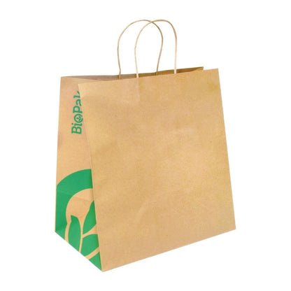 BioPak Kraft Paper Bags Jumbo Twist Handle (Pack of 150) • PAS-FY065