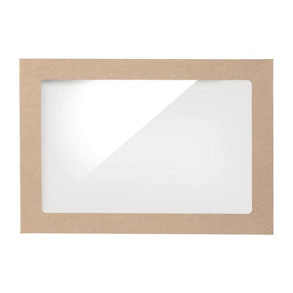 BioPak BioBoard PLA Window Lid for Catering Tray Bases Medium (100 Pack) (Compostable | Fits FY073 | Pack of 100) • PAS-FY078