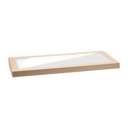 BioPak BioBoard PLA Window Lid for Catering Tray Bases Large (50 Pack) (Compostable | Fits FY074 | Pack of 50) • PAS-FY079