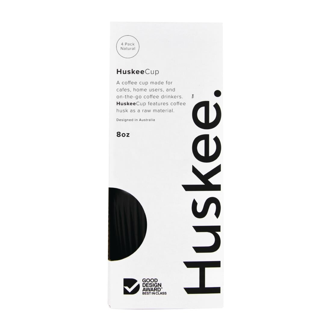 HuskeeCup Cup 8oz 289ml Charcoal (4 Pack) (Box of 4 | Made from coffee husks | Durable and reusable) • PAS-FY242
