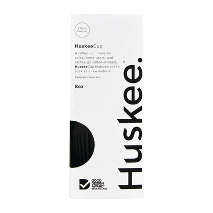 HuskeeCup Cup 8oz 289ml Charcoal (4 Pack) (Box of 4 | Made from coffee husks | Durable and reusable) • PAS-FY242